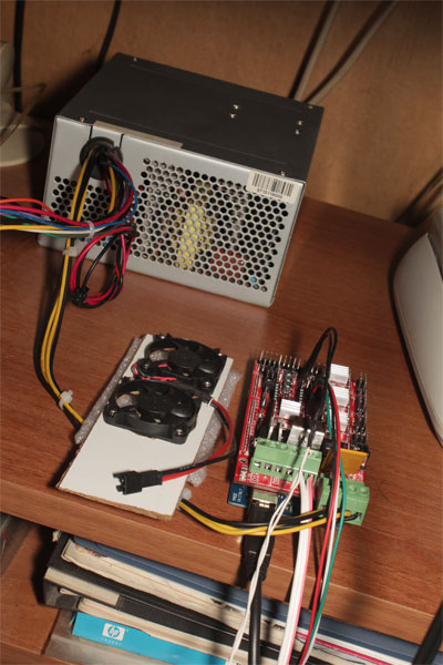 PSU and Ramps electronics and my DIY cooling fans...